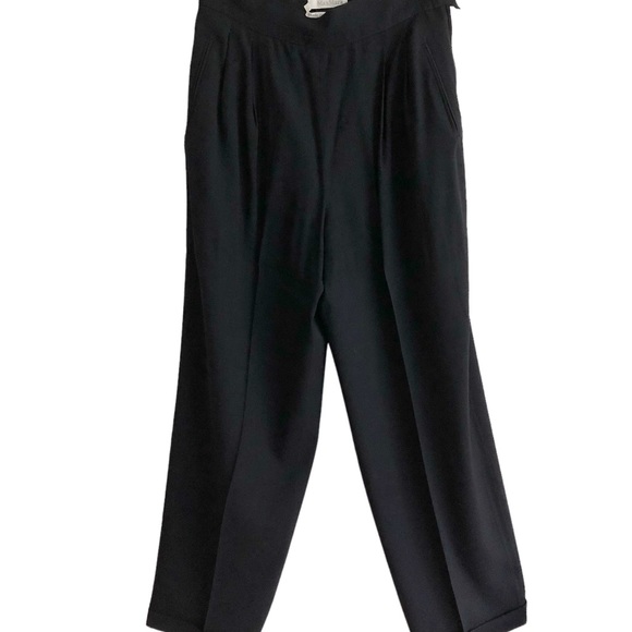 Vintage 80s MaxMara Power Suit Navy Wool Pleated Tapered Pants 4 EUC - Picture 2 of 13